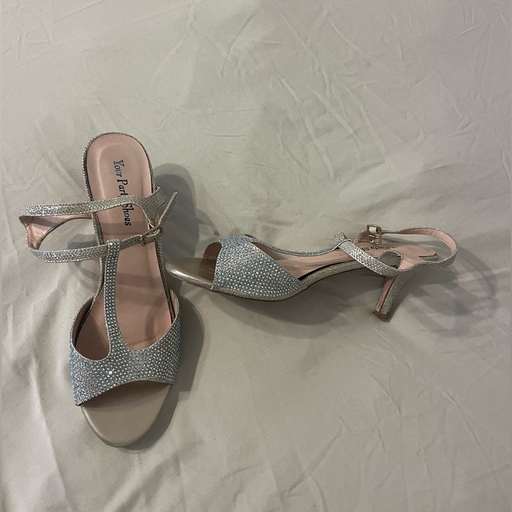 Sparkly silver heels